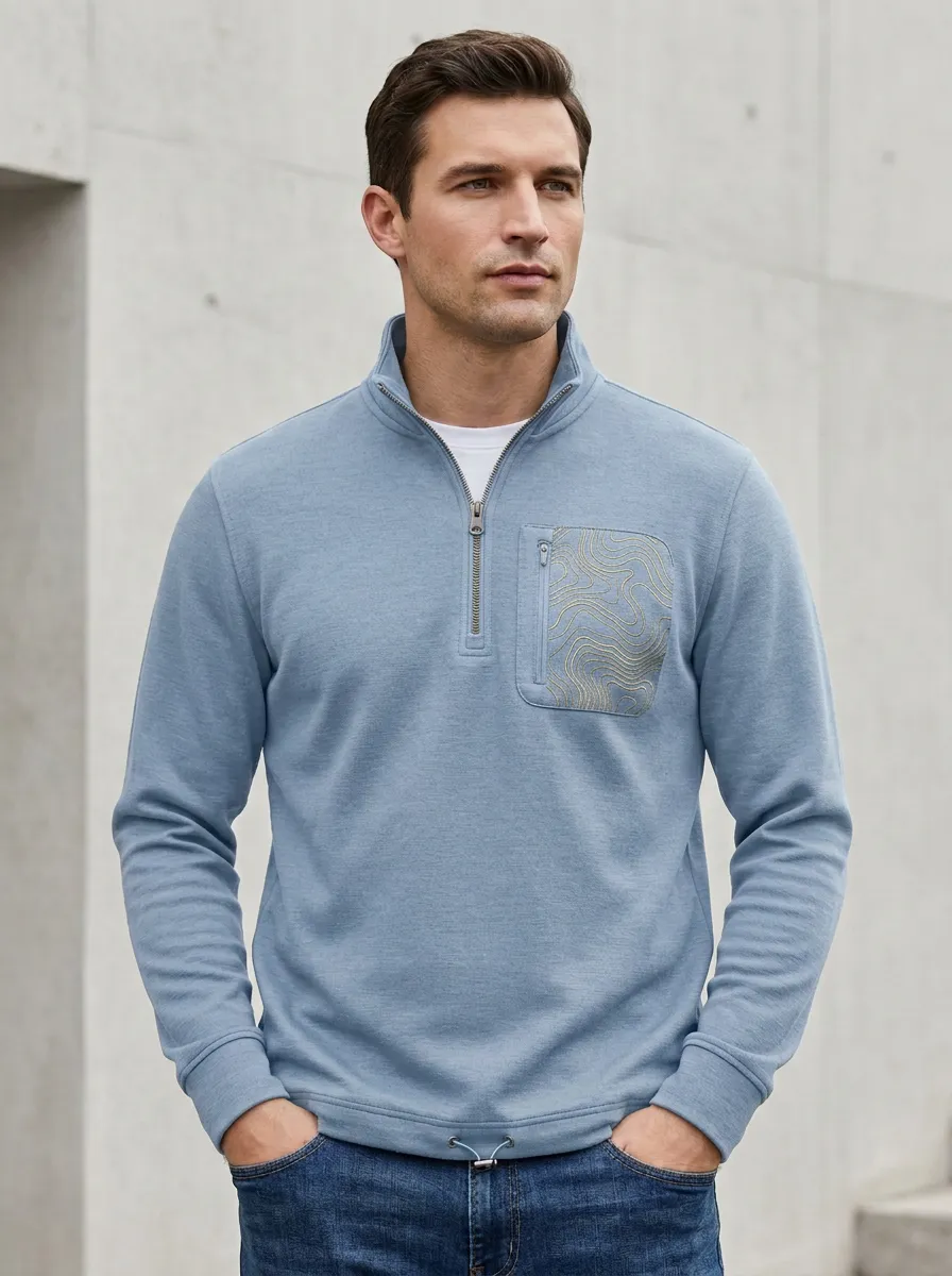 Relaxed Half-Zip Topographic Men's Half-Zip Sweatshirt