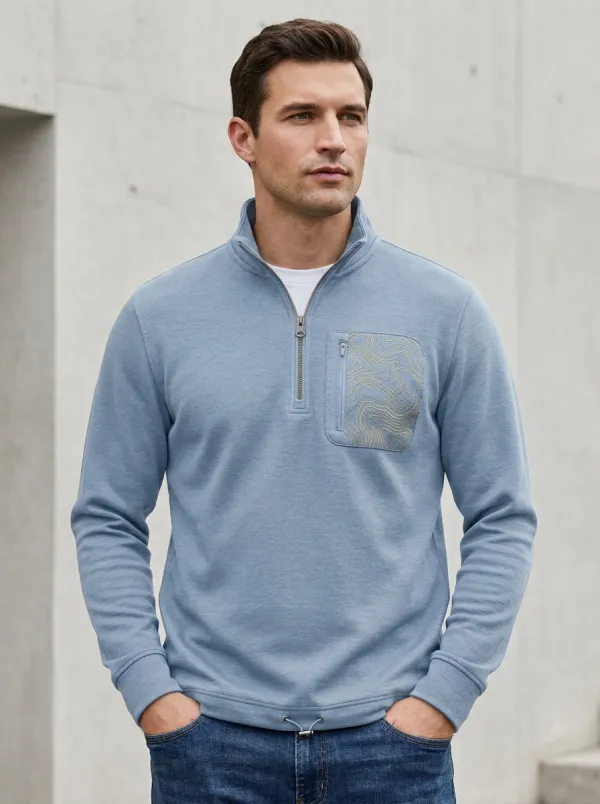 Relaxed Half-Zip Topographic Men's Half-Zip Sweatshirt