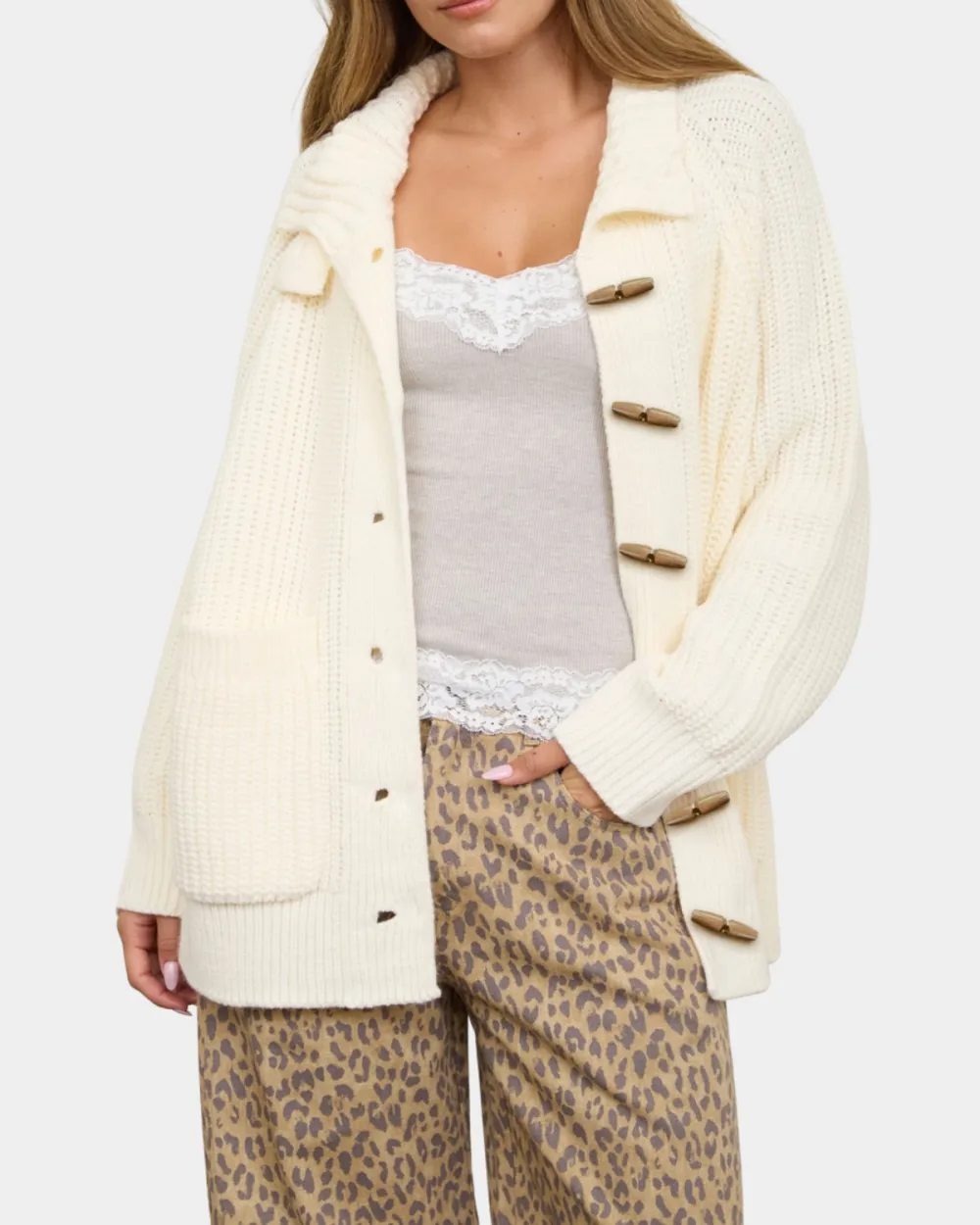 High Neck Toggle Cardigan