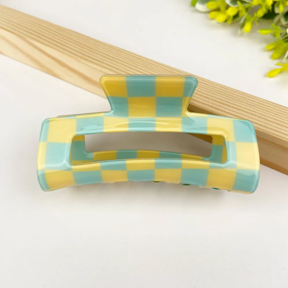 Retro Checkerboard Hair Claw Clip