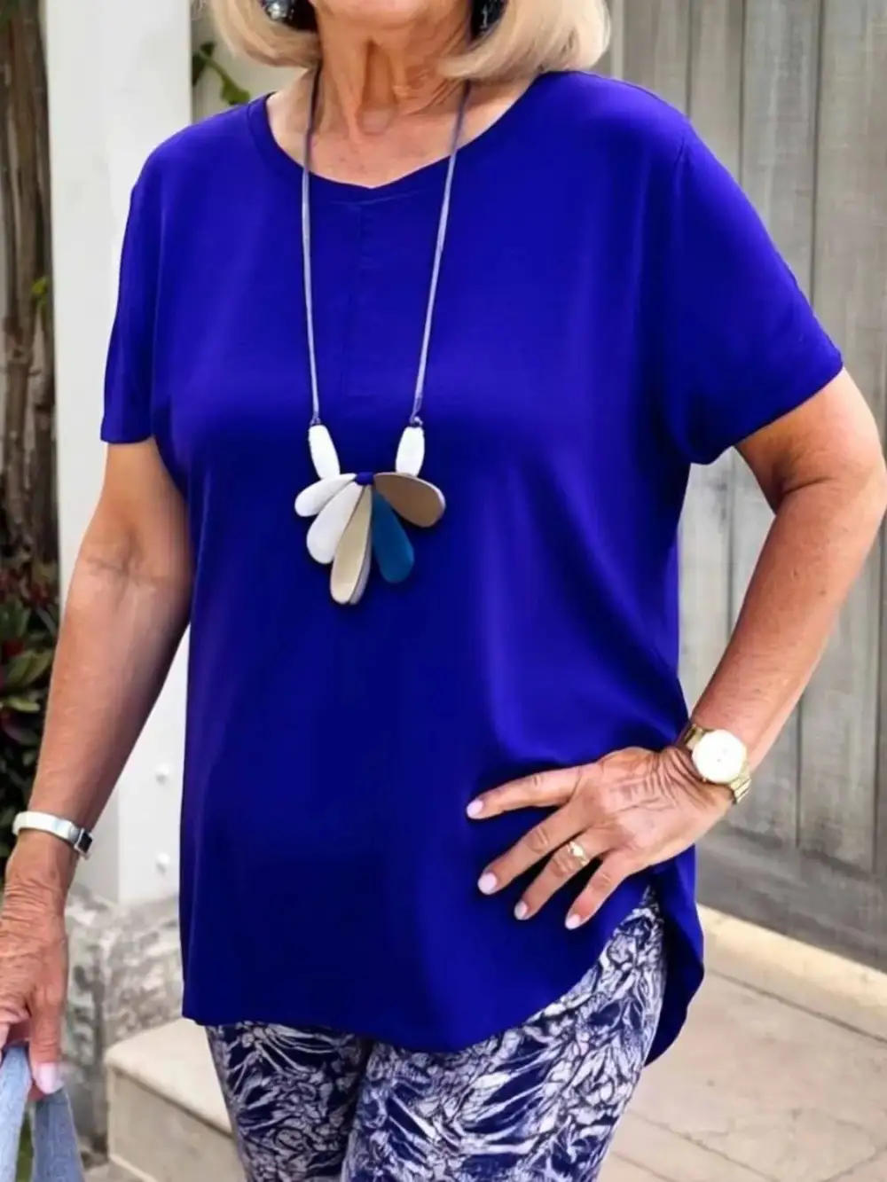 Full Size Round Neck Short Sleeve Top and Pants Set Plus Size Available