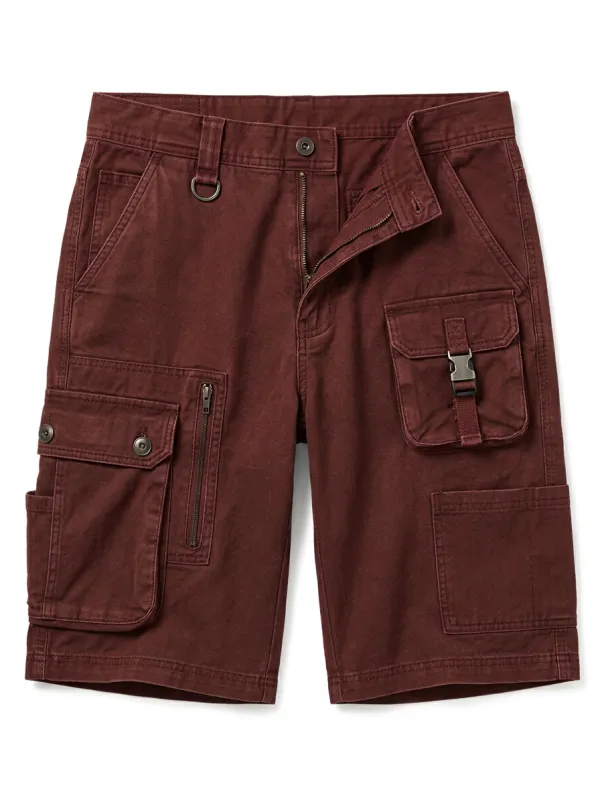 Men's Zip Cargo Pockets Buckle Pocket Cargo Shorts