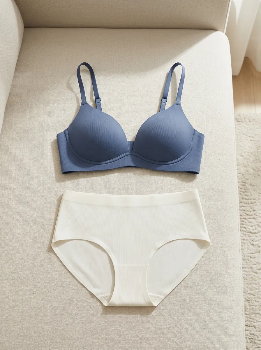 Women's Minimalist And Ribbed And Lingerie Set