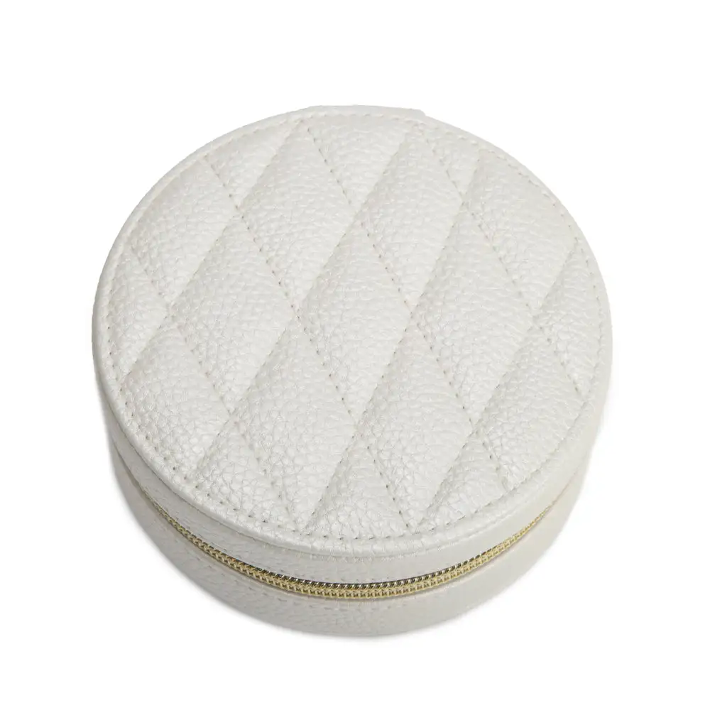 Quilted Round Travel Jewelry Case