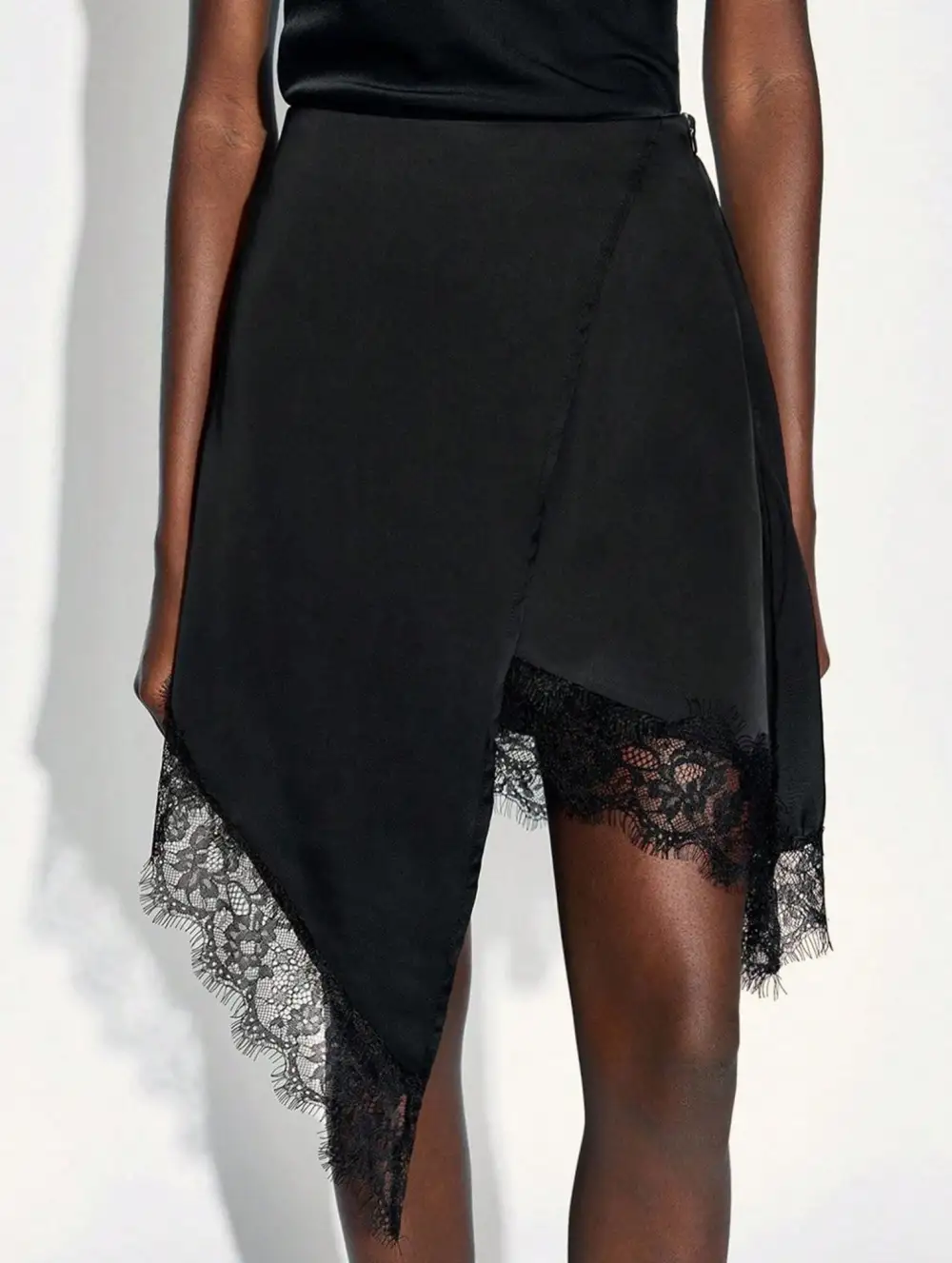 Lace Irregular Patchwork Midi Skirt