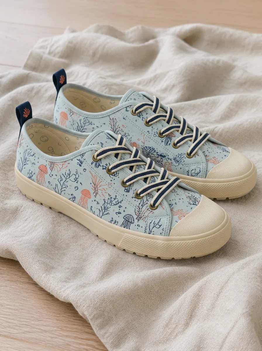 Women's Classic Ocean Lover Jellyfish Patterned Canvas Shoes