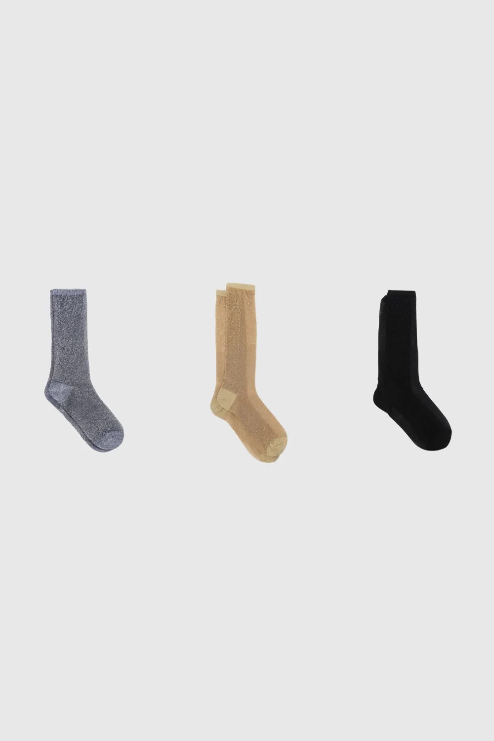 Metallic Glitter Superstar Long Socks - Three Pack