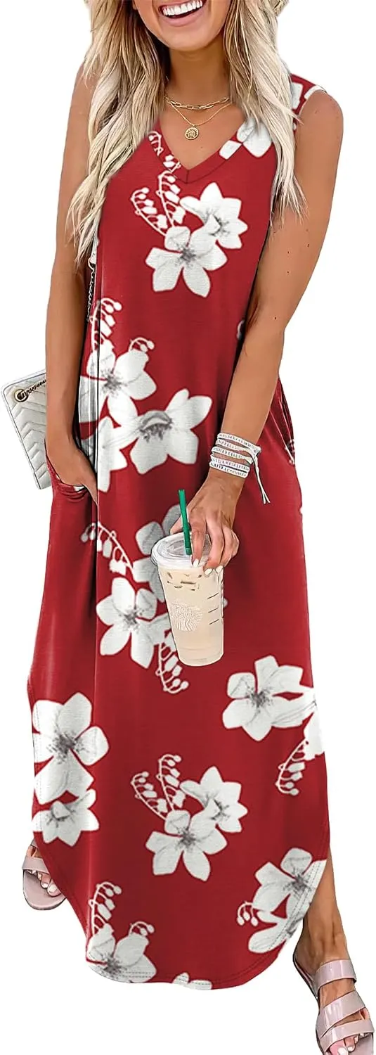 Sampeel Summer Dresses Maxi Dress Vacation Beach Sundresses 2025 with Pockets