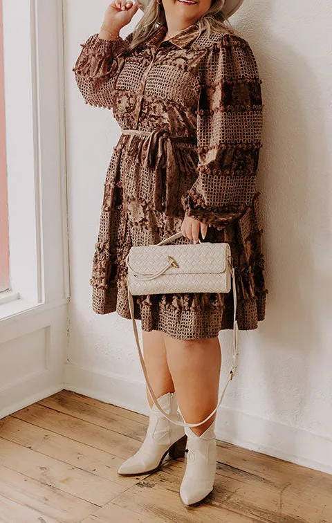 Button-Front Collared Long Sleeve Relaxed Mini Dress