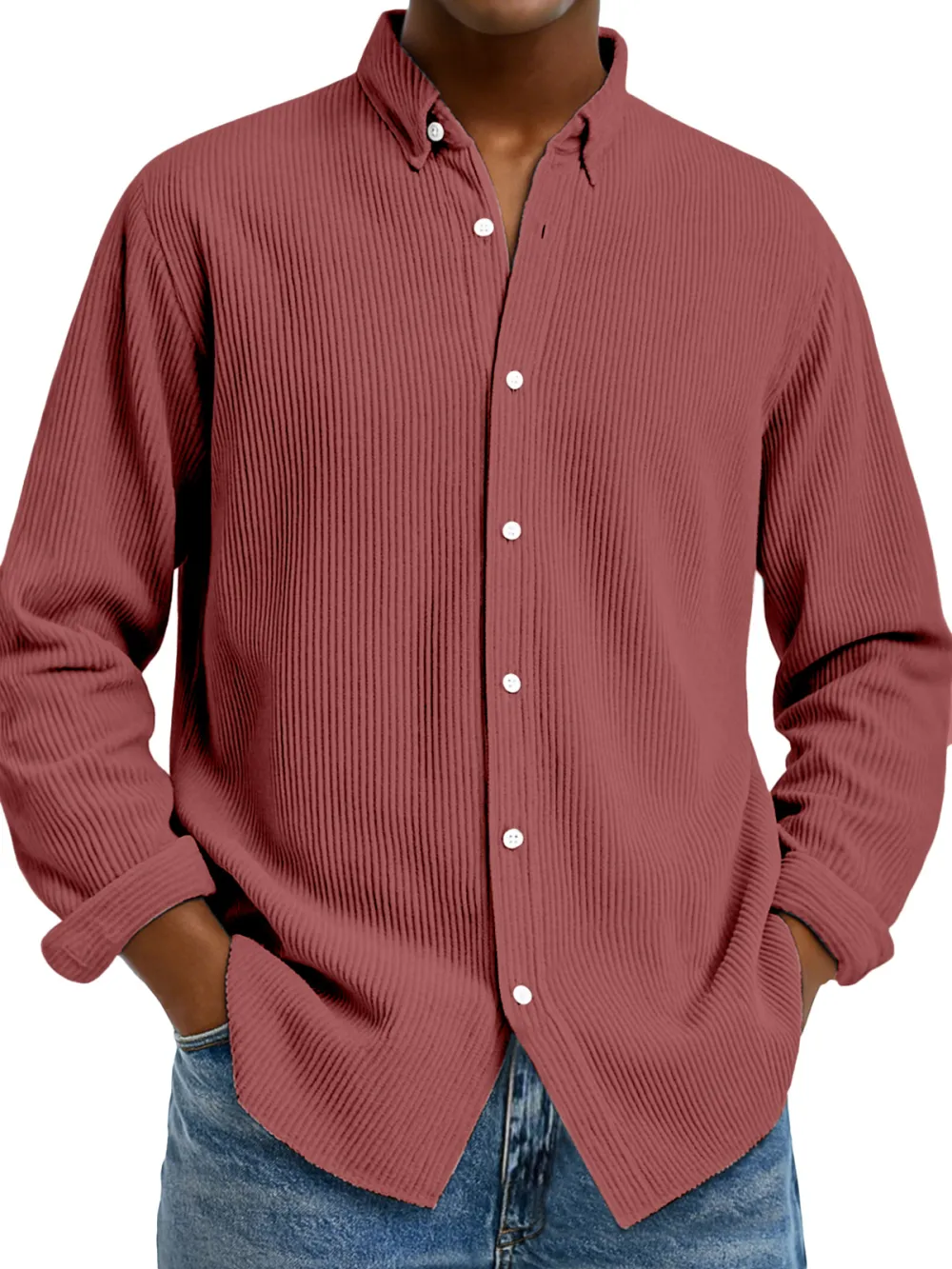Clean Cut Long Sleeve Open Collar Shirt
