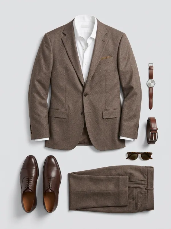 Notch-Lapel Two-Button Textured Straight-Leg Men's Two-Piece Suit Set