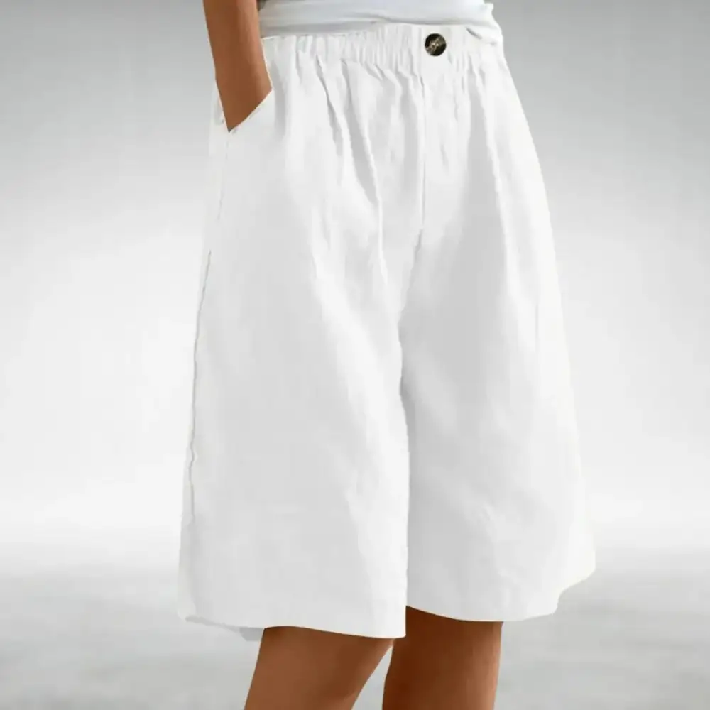 Women's Linen Wide Leg Bermuda Shorts