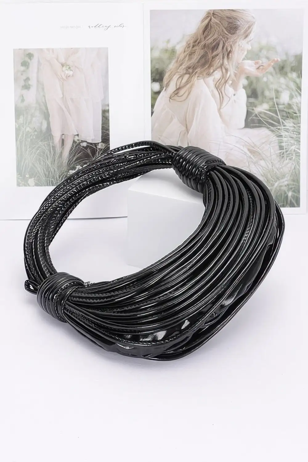 Rope Detail Faux Leather Rope Hobo Bag