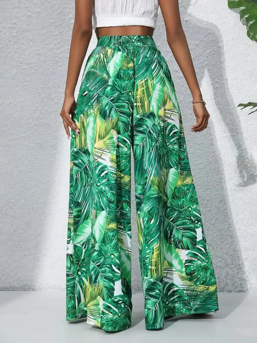 Wide Leg High Waist Printed Casual Pants