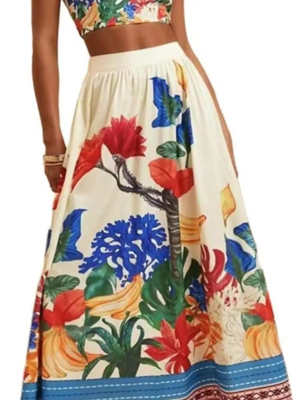Smart Cropped Printed Silhouette Coordinated Set