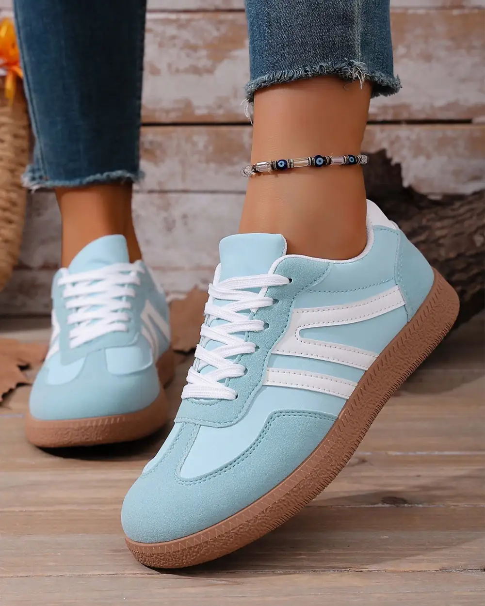 Striped Patchwork Casual Sneakers