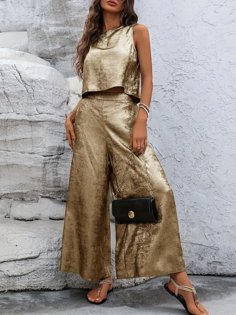 Relaxed Round Neck Tank and Pants Set