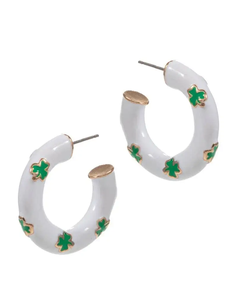 Clover Statement Enamel Hoop Earrings