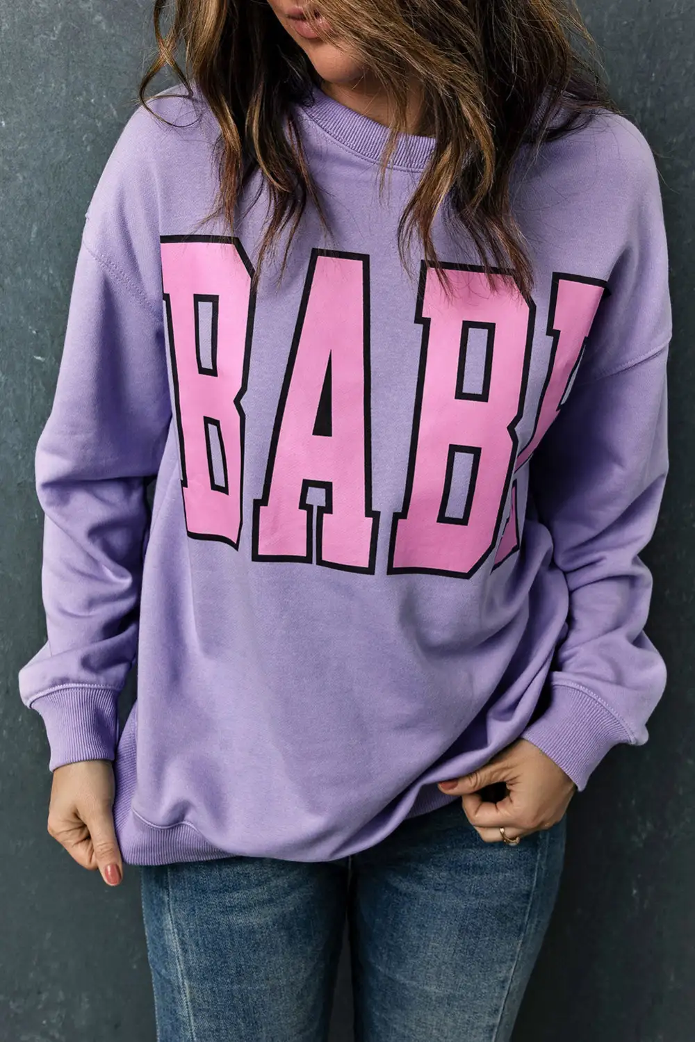 BABE Letter Graphic Sweatshirt