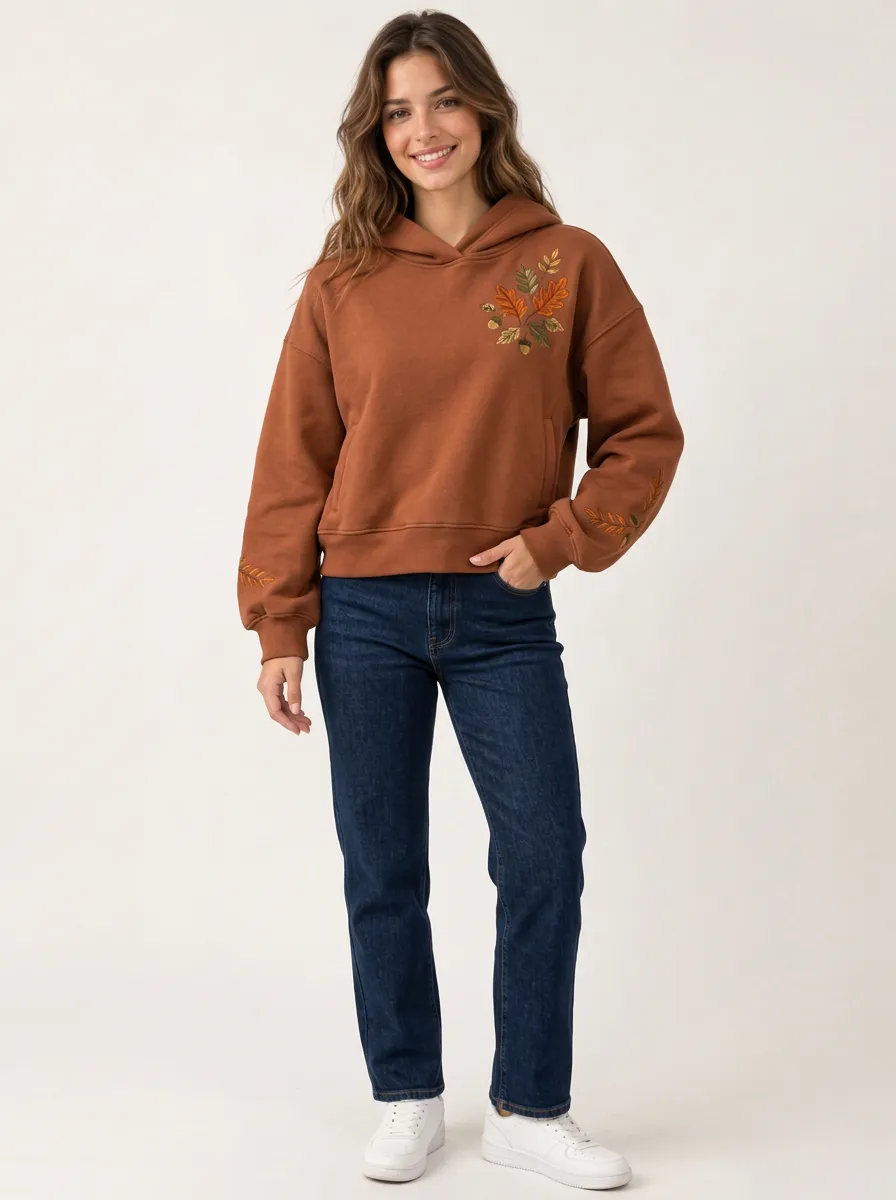 Women's Casual Comfort Embroidered Graphic Nature Hoodie