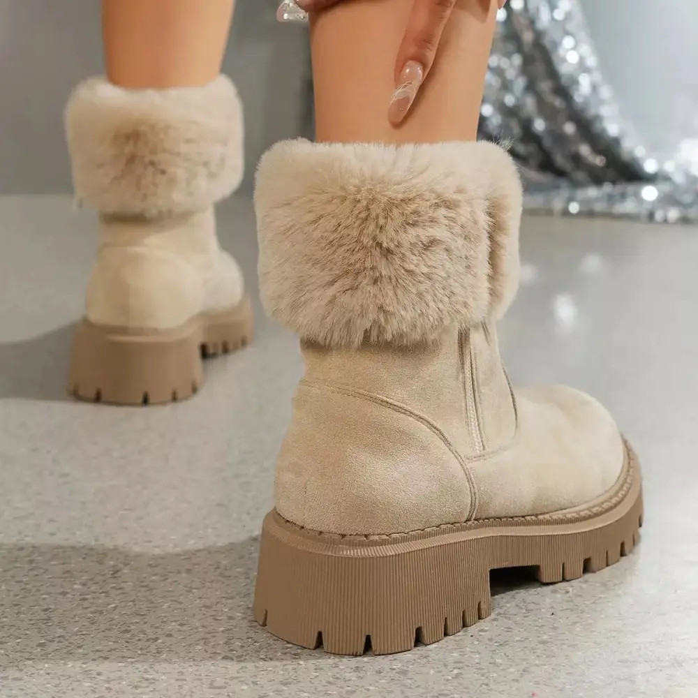 Side-Zip Fuzzy Boots