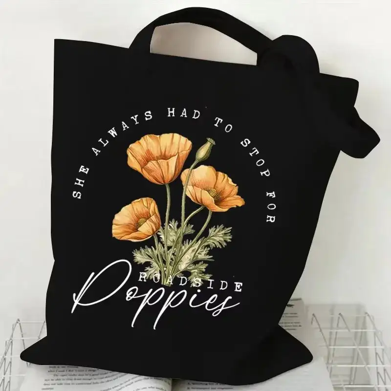 Bohemian Canvas: Flower-Pattern Shopper Tote Bag