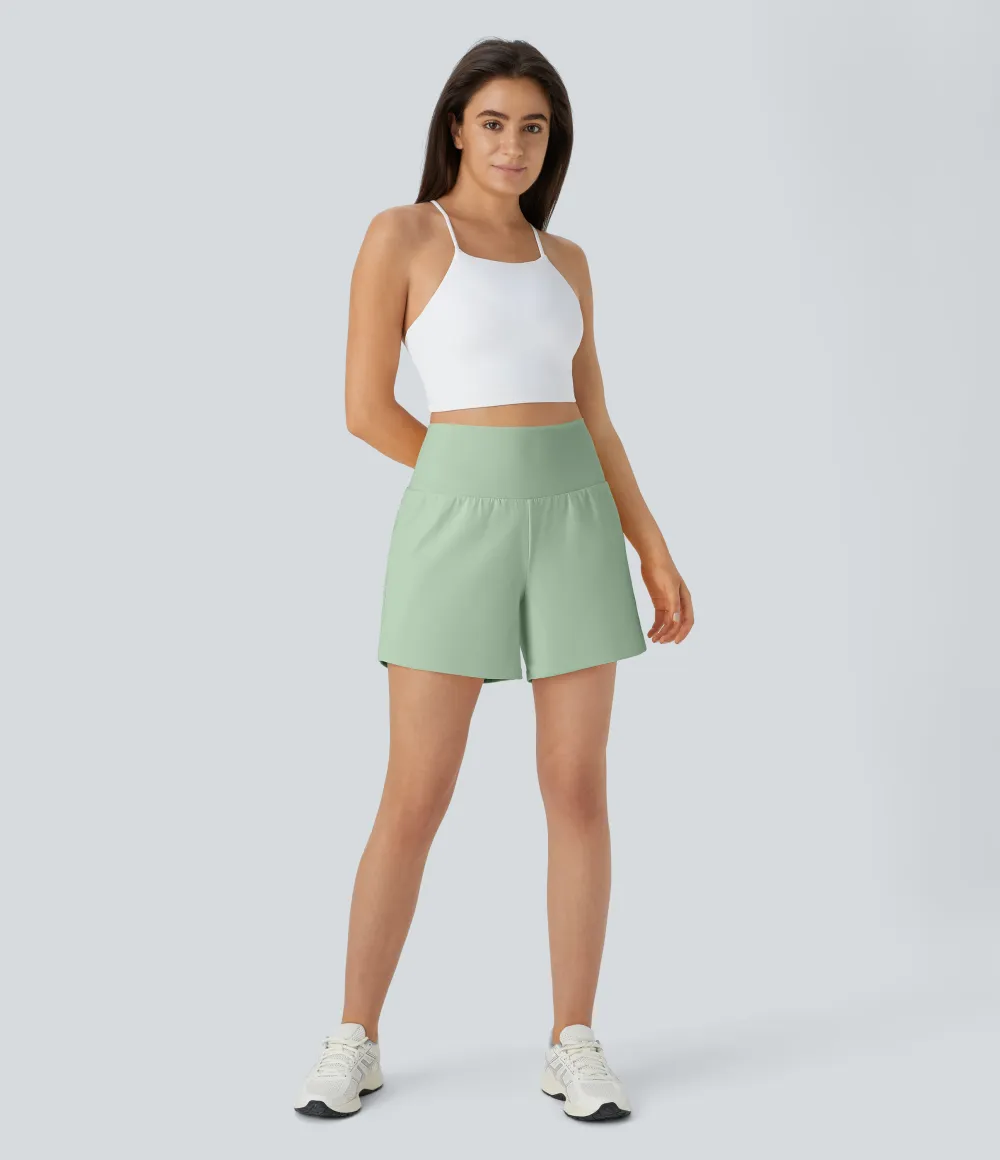 2026🔥 UK Super High Waisted Back Pocket & Side Hidden Pocket 2-in-1 Yoga Shorts