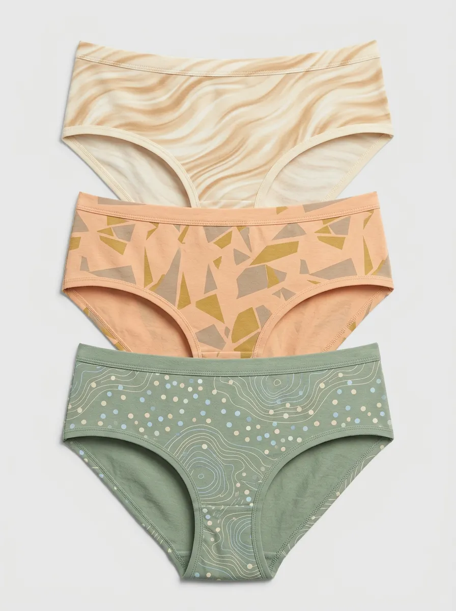 Women's Abstract Geometric Printed Three Pack Briefs