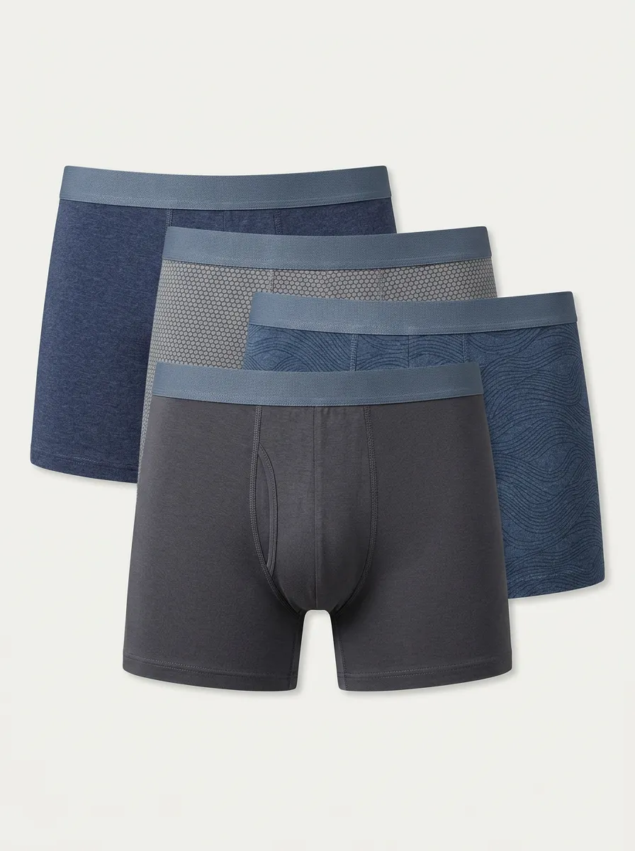 Men's Geometric Patterned Multi Pack 4-Pack Boxer Briefs
