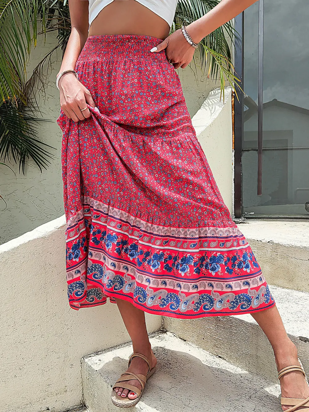 Natural Refined Printed Skirt