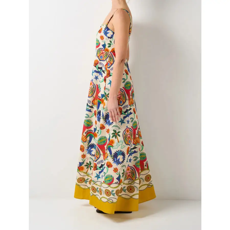 Relaxed Printed Square Neck Maxi Dress