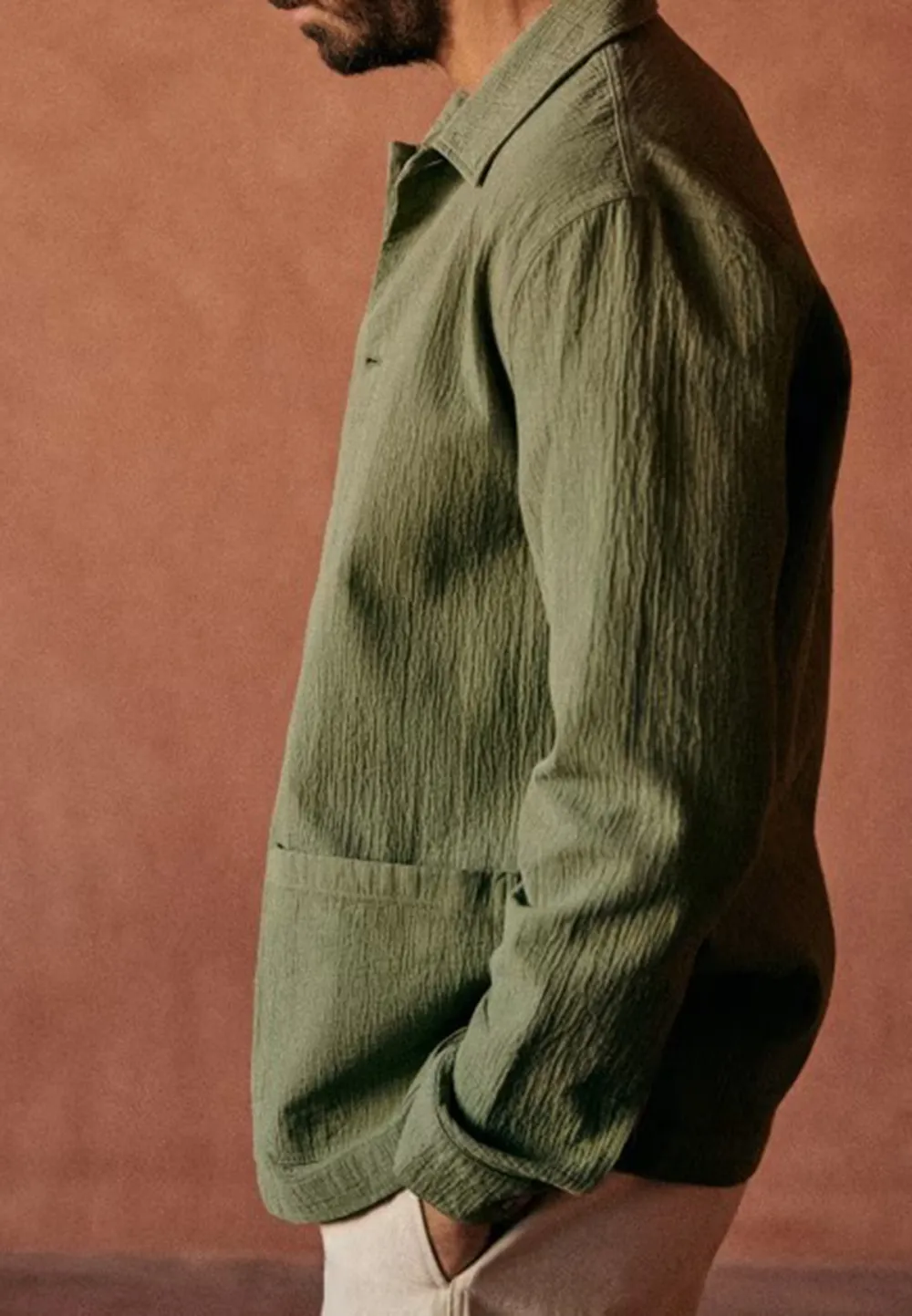 Coton Texture Jacket-Green