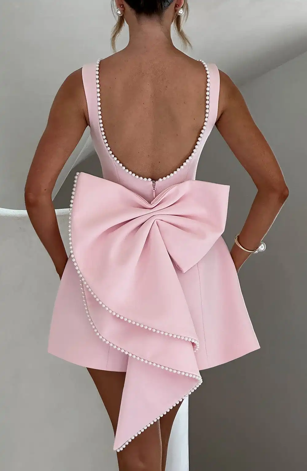 Structured Bow Back Mini Dress