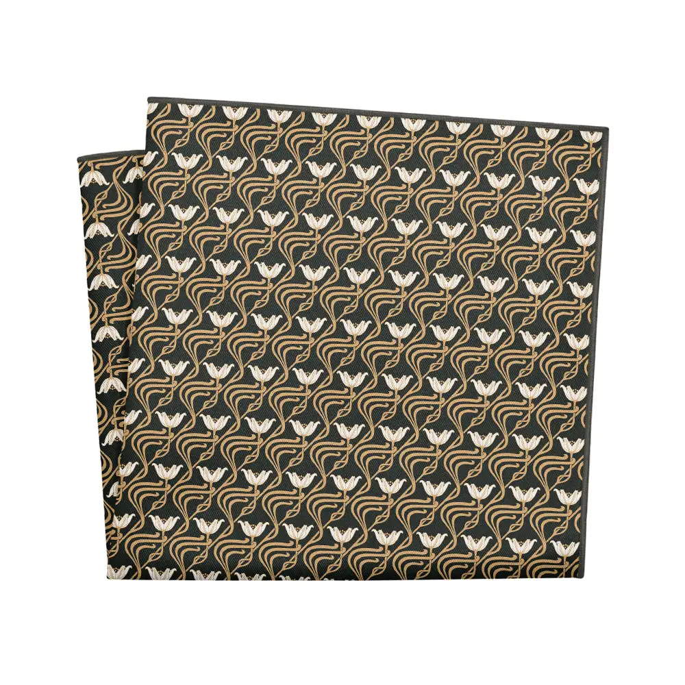 Crisp Distinctive Art Deco Floral Pocket Square