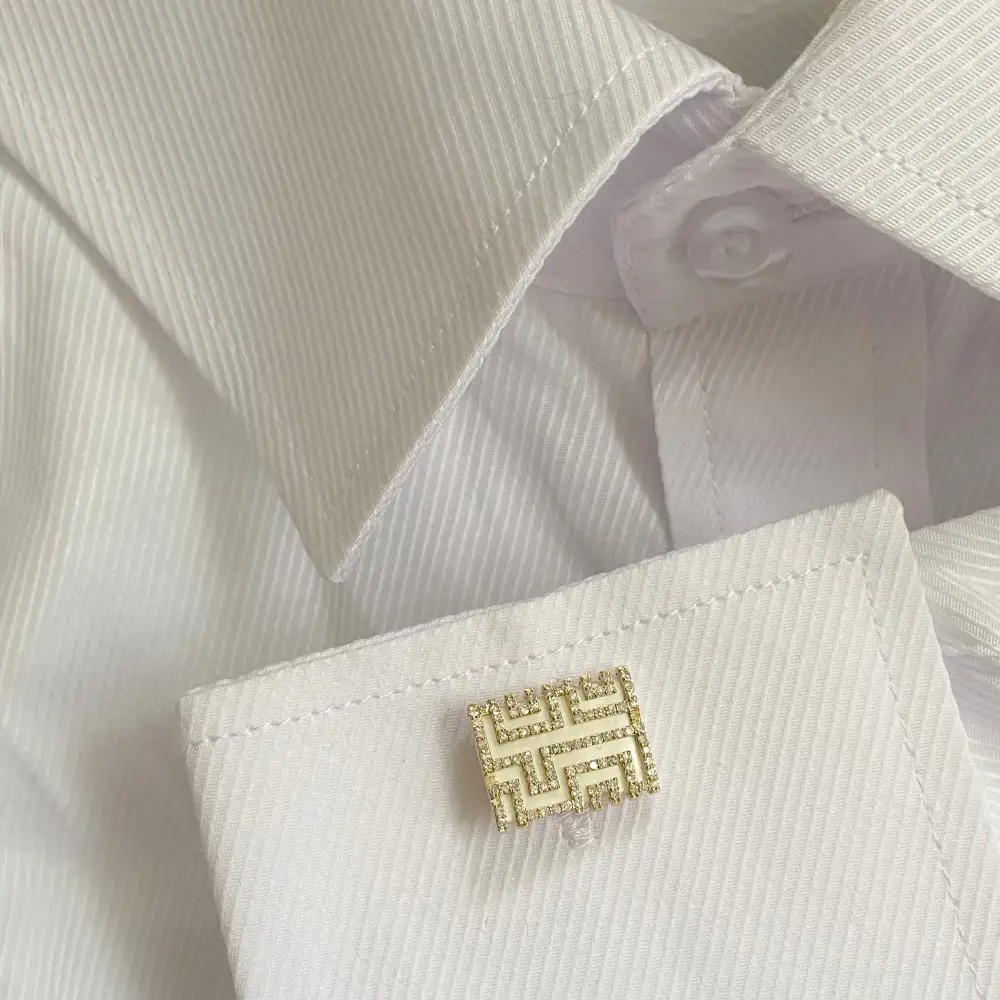 Classic Modern Diamond Mother Of Pearl Cufflinks