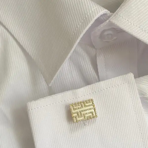 Classic Modern Diamond Mother Of Pearl Cufflinks