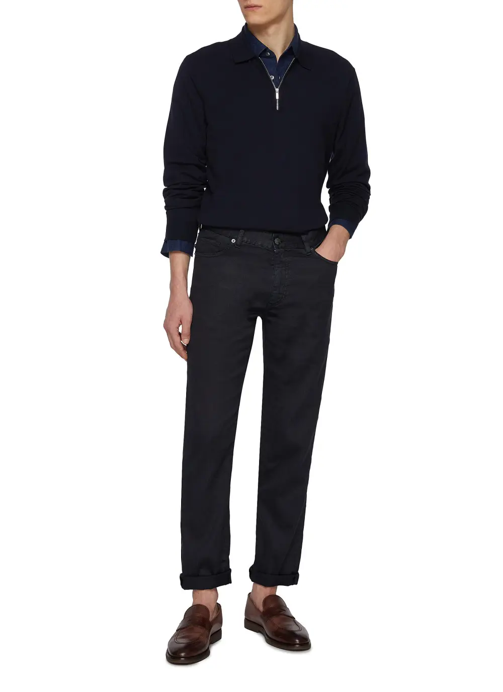 Leisure Daily Straight-Cut Comfortable Dark Blue Jeans