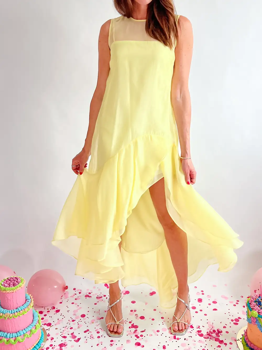 Sleeveless Midi Detail Dress Overlay