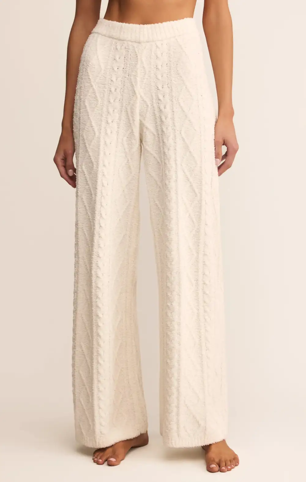Cable Knit Elastic Waist Pants