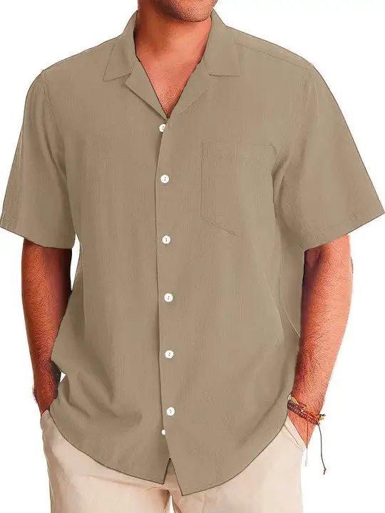 Short Sleeve Open Collar Pocket Shirt