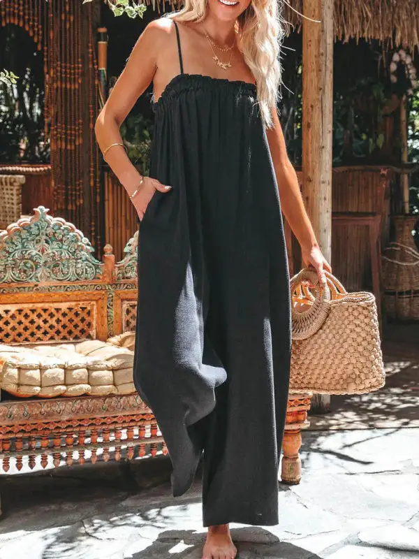 Loose High Waisted Wide Leg Spaghetti Accessory