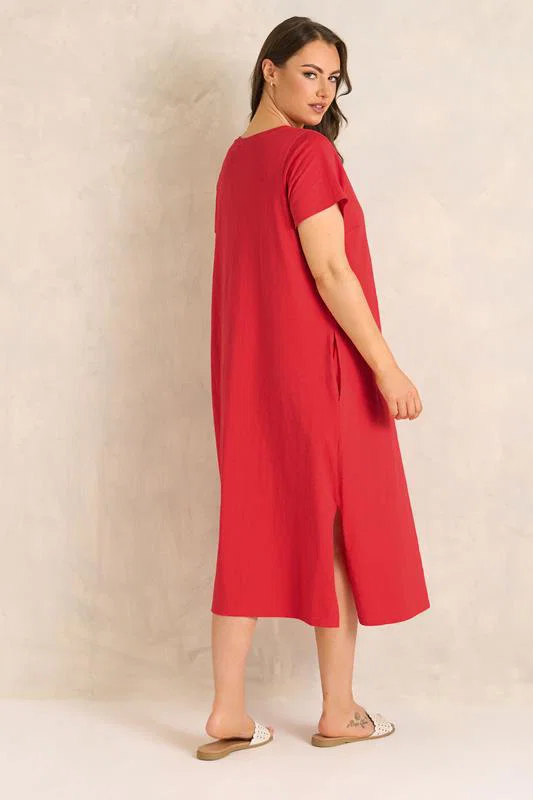 Red Premium Cotton Dress detail 2