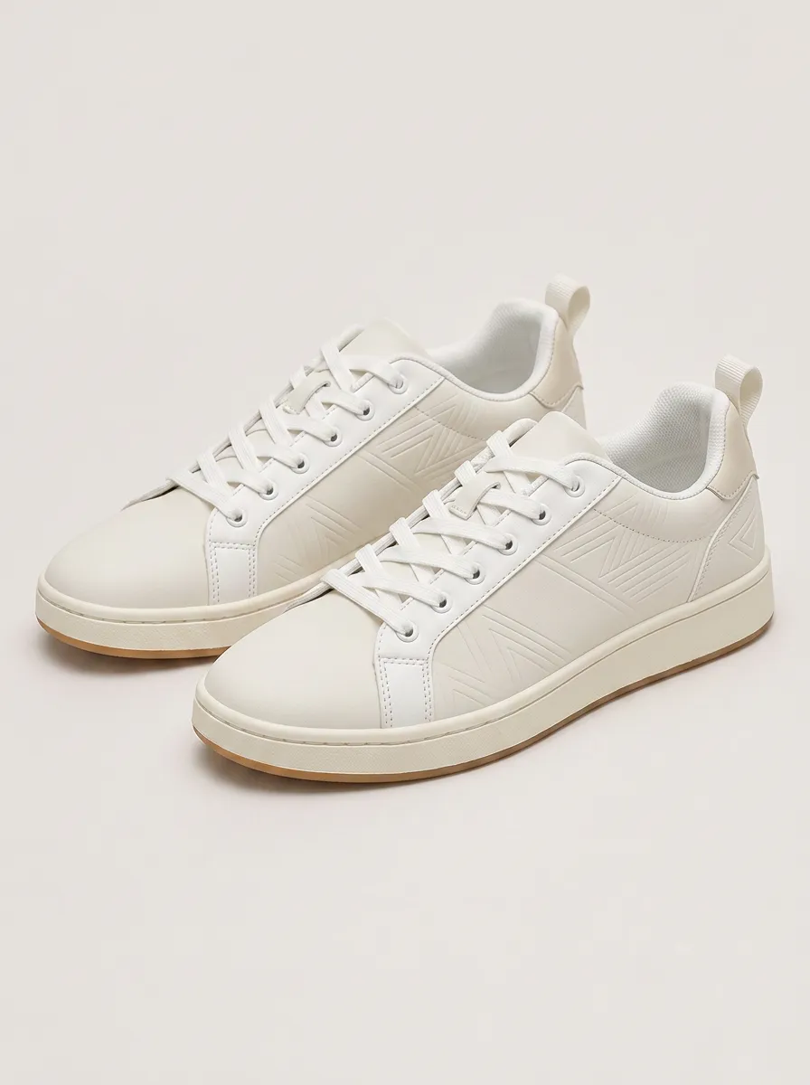 Men's Youthful Geometric Pattern Embossed Patterned Clean Skate Shoes