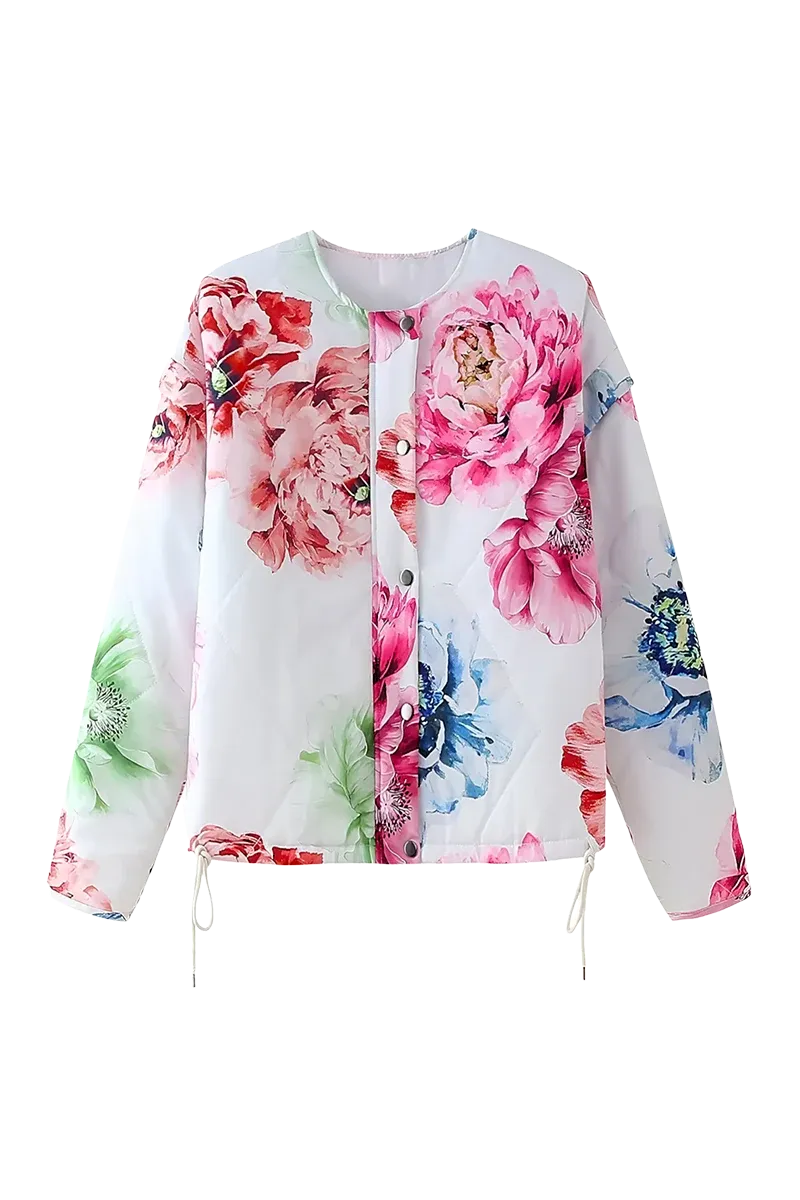 Single-Breasted Floral Relaxed Jacket