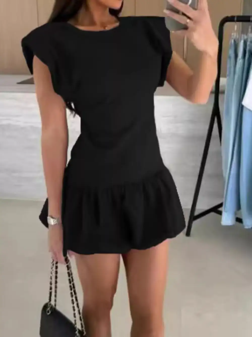 Layered Detail Ruffle Mini Dress
