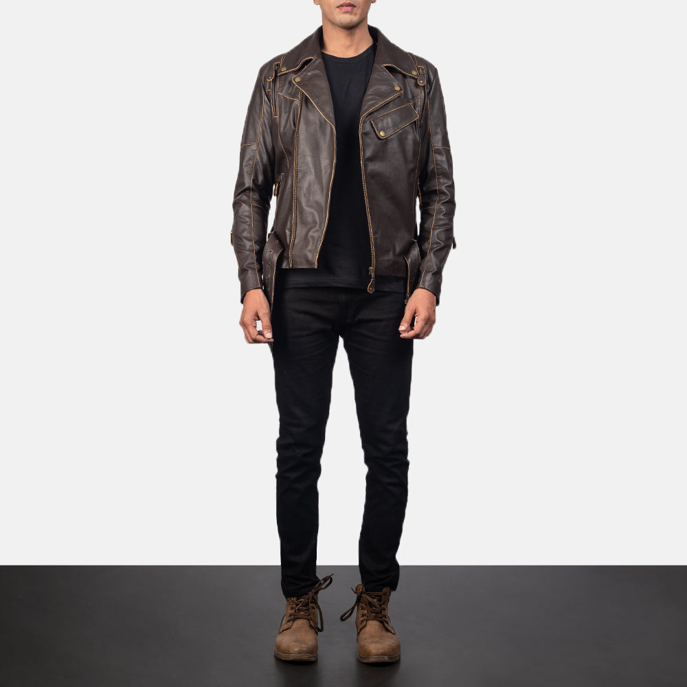 Men's Classic Layered Biker Leather Jacket