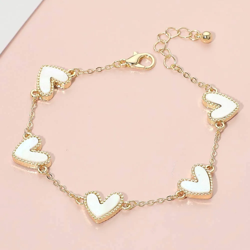 Pearl Charm Chain Bracelet Set