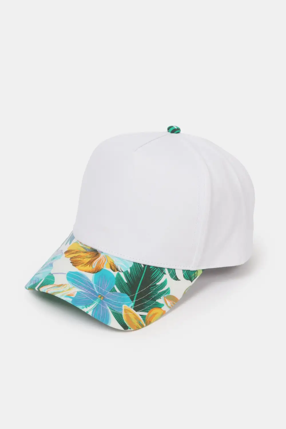 Tropical Print Two Tone Five Panel Panel Baseball Cap