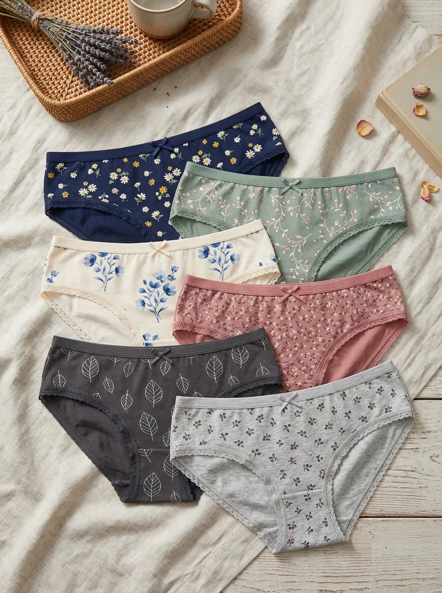 Women's Floral Botanical Printed 6-Piece Underwear Set