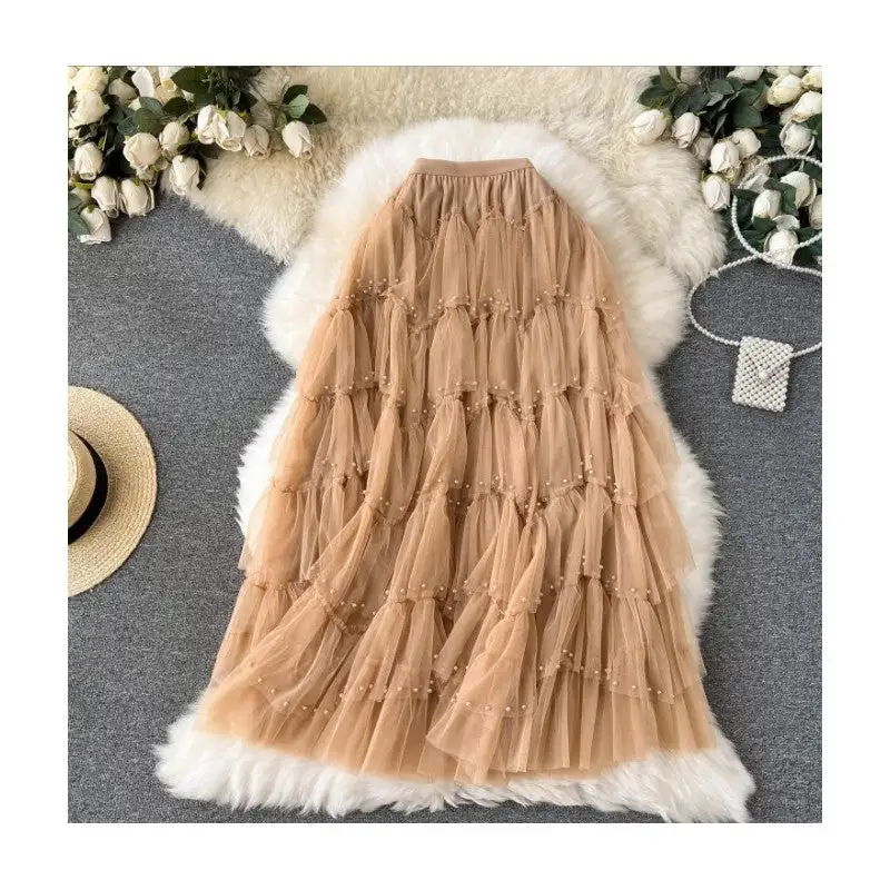 Beaded Hemline Mesh Skirt